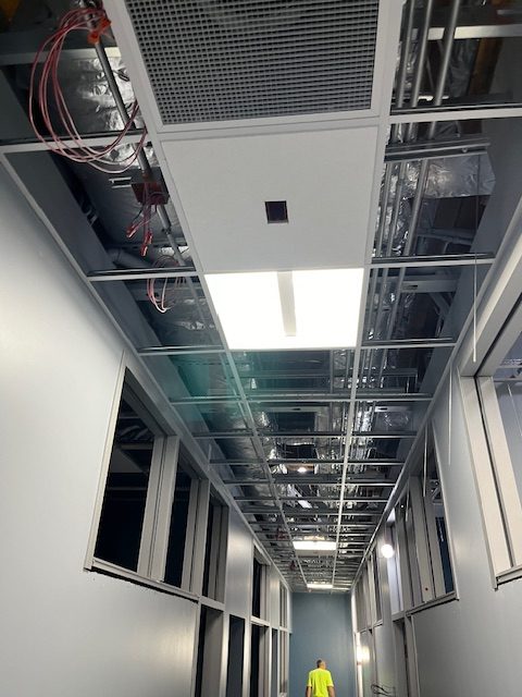Medical office corridor, ceiling and MEP rough-in